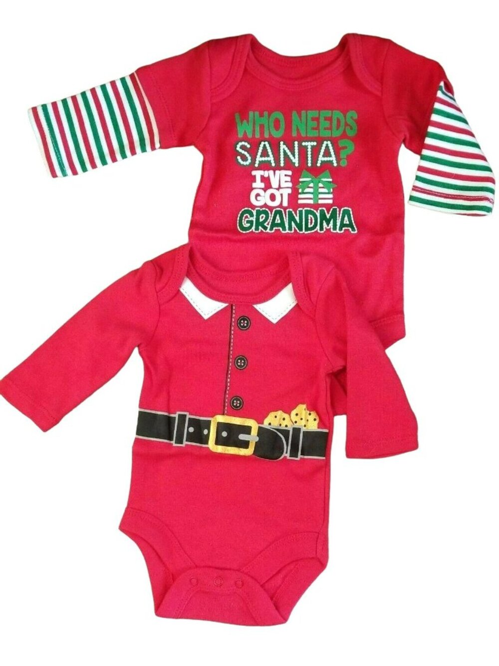 Who Needs Santa Got Grandma Red Graphic Bodysuit Christmas One Piece 0-3m LH4346